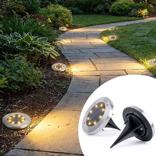 Edles 2er-Set Solar-Bodenstrahler 200lm IP44 mit Erdspiess: Helle Aussenleuchte für Garten & Weg – Schaffen Sie Sicherheit & Lichtakzente