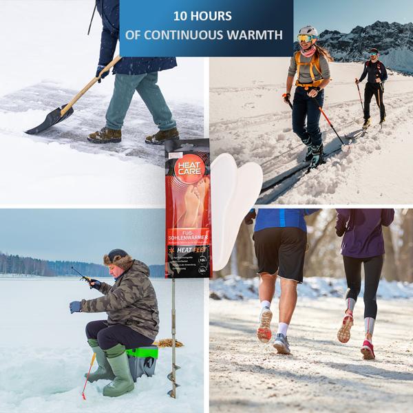 Wärme Einlegesohlen, Universalgrösse, 2 Paar - Fusswärmer für Skifahren, Wandern, Alltag, Wärmeabgabe bis 10 h