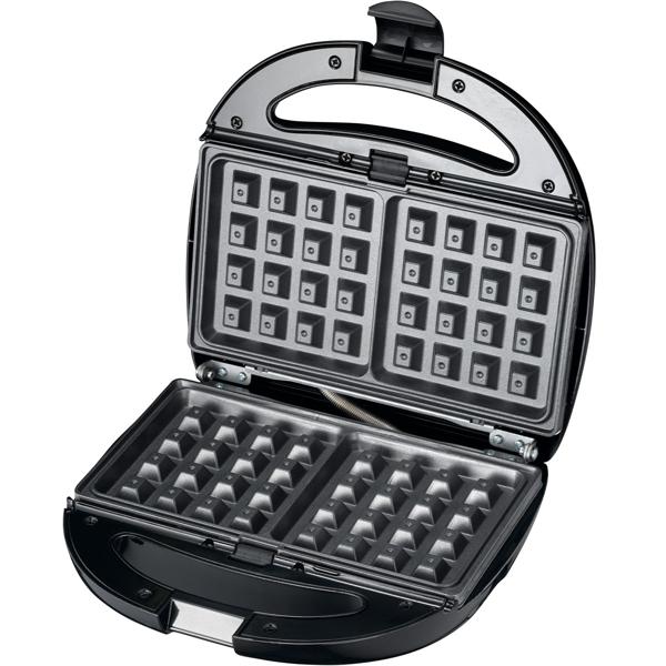 3in1 Multifunktions-Grill - Sandwichmaker, Waffeleisen und Kontaktgrill, starke 850 W, schwarz, Antihaftbeschichtung