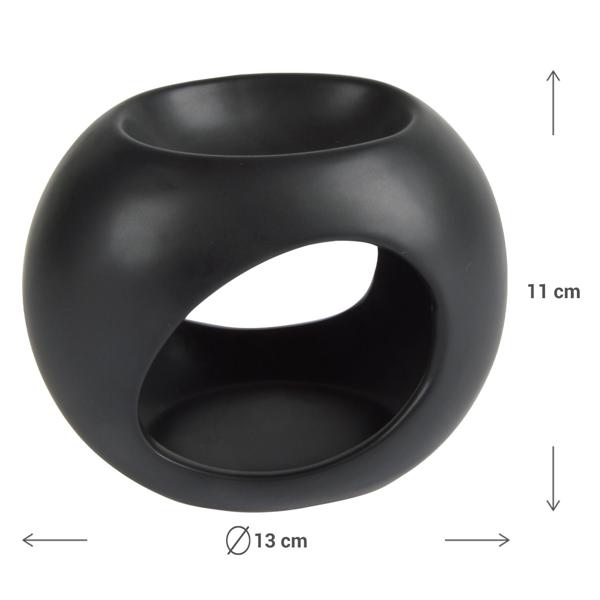 Keramik Duftlampe schwarz Ø 13 cm - Ideal für Duftöl & Teelichter - Schafft wohliges Ambiente - Robust & elegant für Zuhause