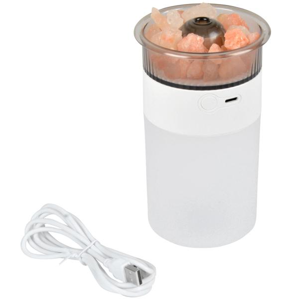 Luftbefeuchter mit Himalaya-Salzsteinen - Aroma-Diffusor 250ml - LED-Licht 7 Farben - USB-Betrieb - für entspannende Spa-Atmosphäre & ätherische Öle