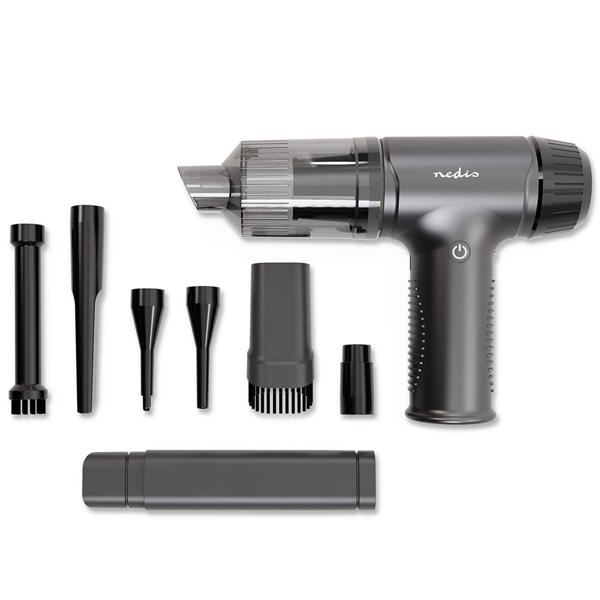 2in1 Akku Handstaubsauger & Luftgebläse: schwarz, 90W, 8000Pa, 7 Düsen-Aufsätze - Stark, vielseitig, kabellos für Auto, PC & Haushalt