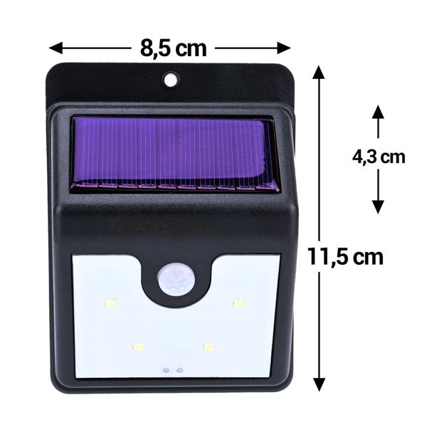 Effizienter LED-Solar-Wandstrahler mit Bewegungssensor: 50 Lumen, IP44 – Helles & energiesparendes Aussenlicht mit automatischer Aktivierung