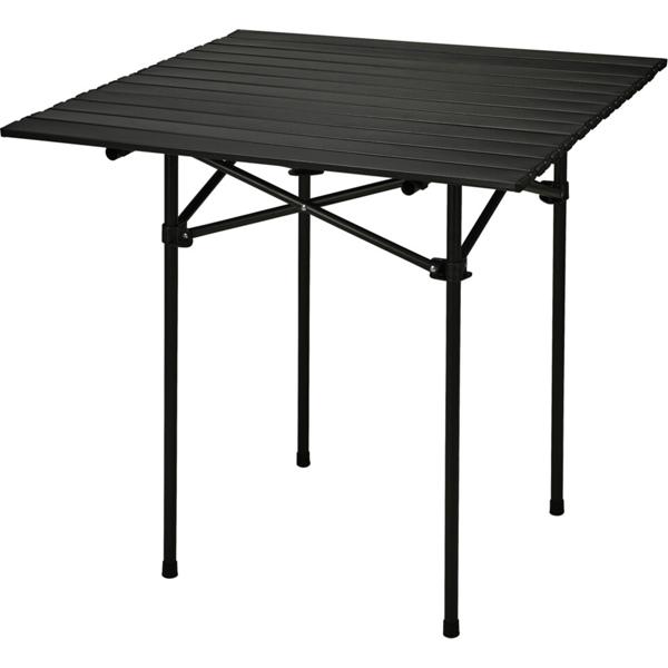 Campingtisch mit rollbarer Tischplatte, schwarz, 70 x 70 x 69 cm, Robuste Metall-Konstruktion mit Transporttasche