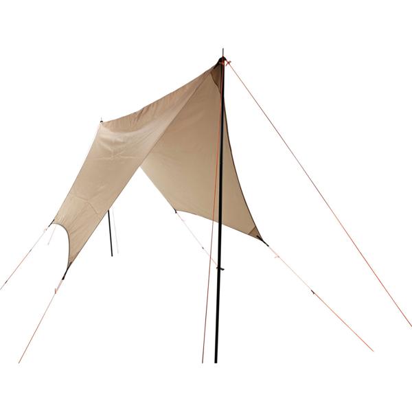 Tarp Zeltplane, hellbraun, 3 x 3 m, leicht und robust, inklusive Gestänge, Heringen und Abspannseilen