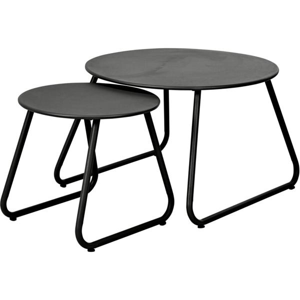 Elegante runde Metall Beistelltische im 2er-Set, schwarz, Ø 40 & 60 cm, Stilvolle Akzente für Ihr Wohnzimmer, Balkon oder Schlafzimmer