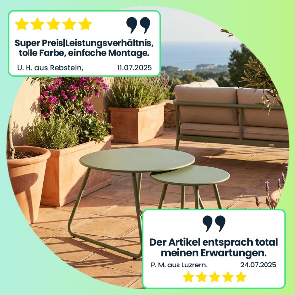 Elegante runde Metall Beistelltische im 2er-Set, grün, Ø 40 & 60 cm, Stilvolle Akzente für Ihr Wohnzimmer, Balkon oder Schlafzimmer