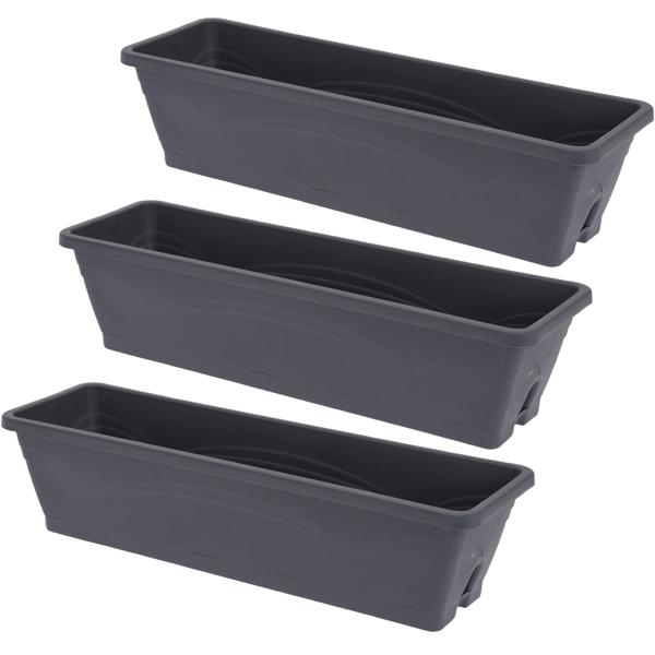 9er-Set Blumenkasten Anthrazit 50 cm - Robust, UV-beständig & Witterungsbeständig für Balkon & Garten - Ideal für rankende Pflanzen - Polyethylen
