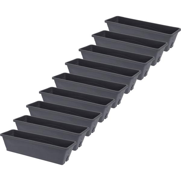9er-Set Blumenkasten Anthrazit 50 cm - Robust, UV-beständig & Witterungsbeständig für Balkon & Garten - Ideal für rankende Pflanzen - Polyethylen