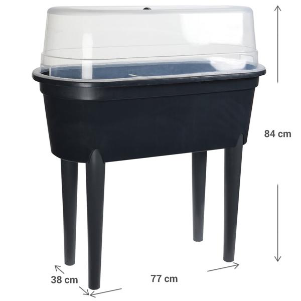 Anzuchttisch mit Lüftungsschieber, schwarz, 77 x 38 x 84 cm: optimale Keimung & Wachstum, wetterfest & belüftet, ideal für Gemüse, Kräuter & Blumen