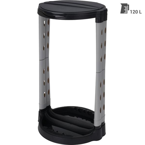 120L Müllsackständer mit Deckel - Robust, stabil & hygienisch, platzsparende Müllentsorgung - Steckmontage - recyceltes Polypropylen - Ø 43 x H 74 cm