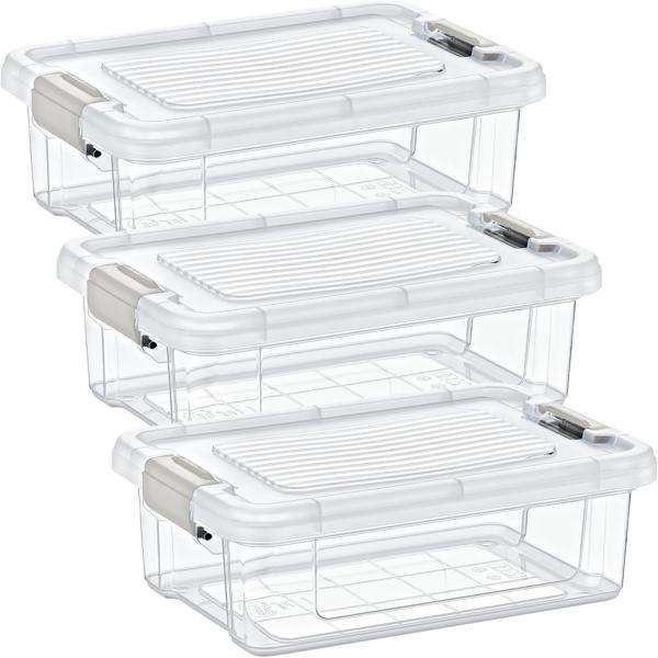 3er-Set Vorratsbox - Transparent 0,8L Frischhaltebox mit Klippverschluss - Hygienische Aufbewahrung für Müsli, Mehl, Zucker, Reis - BPA-frei Kunststoff