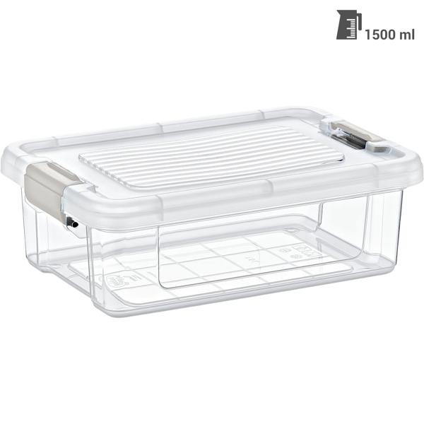 Vorratsbox transparent 1,5L – Hygienische Frischhaltedose mit Klippverschluss – Ideal für Müsli, Mehl, Zucker & Reis – Schützt vor Motten und Staub