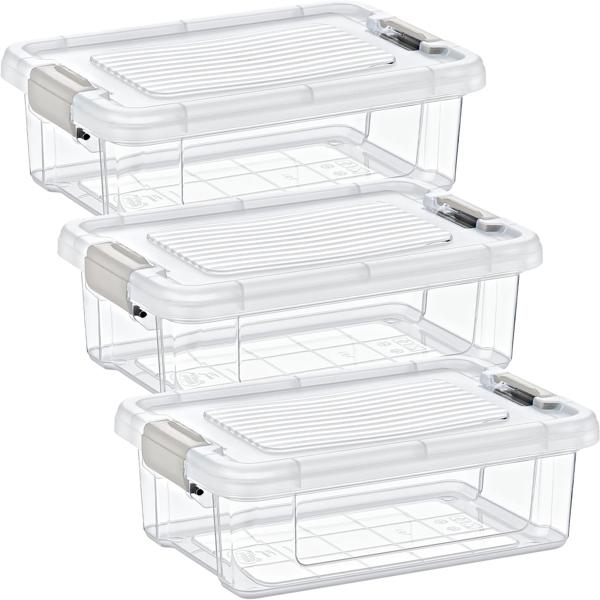3er-Set Vorratsboxen – 1,5l transparent – Schutz vor Motten & Staub – Für Müsli, Mehl, Zucker & Reis – Mit Klippverschluss – 22,1x15x7,7cm