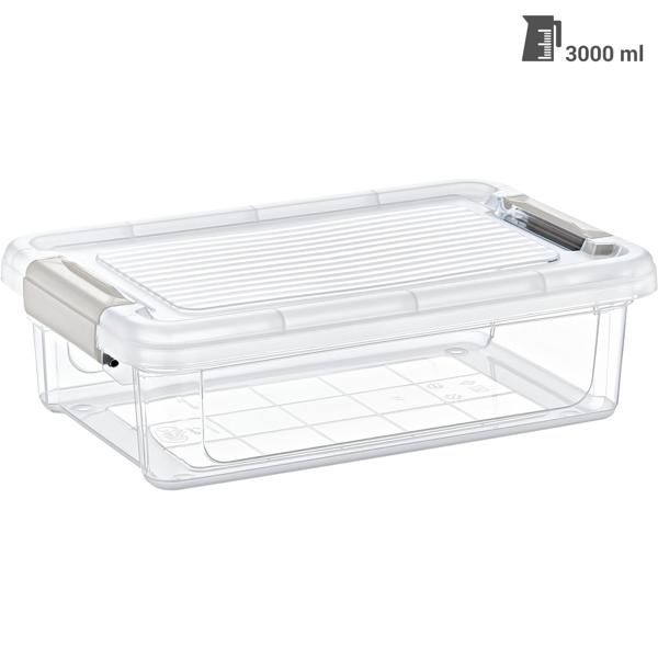 Vorratsbox transparent 3L - Ideal für Müsli, Mehl, Zucker, Reis, Haferflocken - motten- & staubfrei mit Klippverschlüssen für Kühlschrank & Vorratsschrank