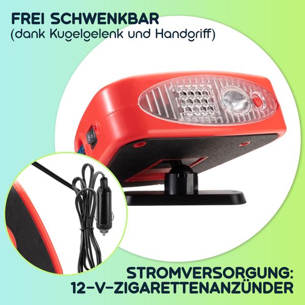 Leistungsstarker elektrischer Auto-Zusatzheizlüfter mit Kugelkopf-Halterung – 150W, 12V, schnelles Enteisen & Wärmen, ideal für kalte Winter-Morgen