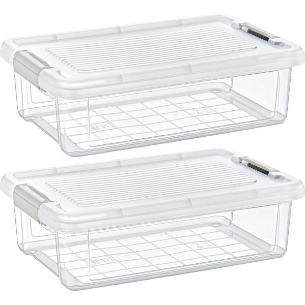 2er-Set Vorratsbox transparent - 6L mit Klippverschluss - Ideal für Müsli Mehl Zucker Reis Haferflocken & frische Lebensmittel - 35.1x23.1x10.9 cm