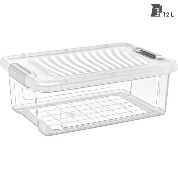 3er-Set Praktische 12 Liter Aufbewahrungsbox mit Deckel, 41,3 x 29,2 x 15,3 cm, Premium Qualität, stabile Vorratsbox für Ordnung im Haus, klarer Blick