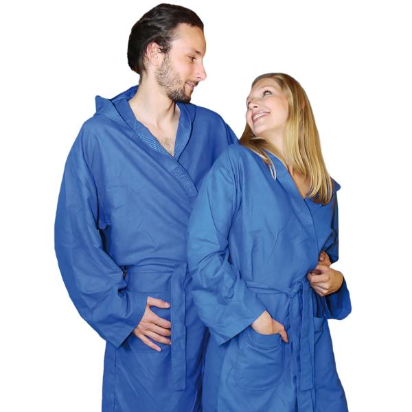 Mikrofaser-Bademantel S blau - leicht, saugfähig & schnelltrocknend - für Sport, Reise, Sauna & Schwimmbad - 80% Polyester, 20% Polyamid, 500g