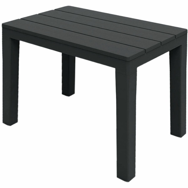 2er-Set Garten- und Balkon-Beistelltisch aus witterungsbeständigem Kunststoff, grau, 60 x 45 x 39 cm, Wetterfester Outdoor-Tisch