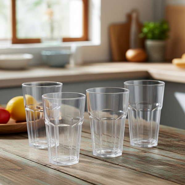 4er-Set Bruchsichere Trinkläser aus Kunststoff, 370 ml, Ideal für Gartenpartys, Camping & mehr, Wiederverwendbar, leicht & spülmaschinenfest