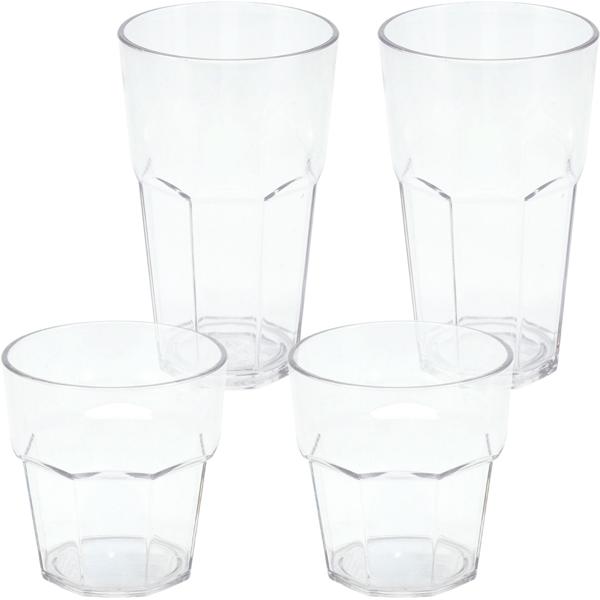 4er-Set Bruchsicheres Trinkglas aus Kunststoff in 2 Grössen, je 2x 370 ml / 275 ml, Ideal für Gartenpartys, Camping & mehr, wiederverwendbar, leicht & spülmaschinenfest