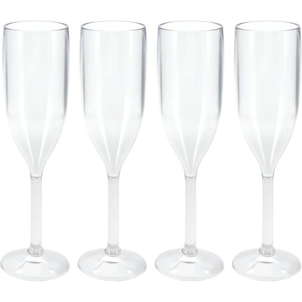 4er-Set Bruchsichere Sektgläser aus Kunststoff, 165 ml, Ideal für Gartenpartys, Camping & mehr, Wiederverwendbar, leicht & spülmaschinenfest
