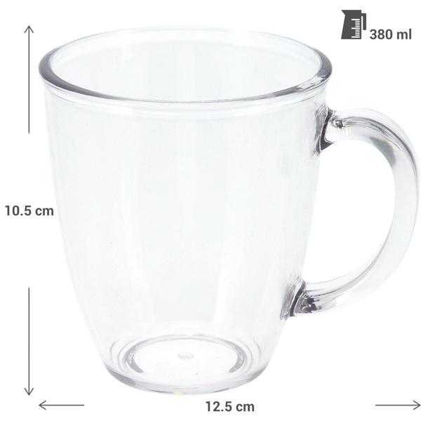 2er-Set Bruchsichere Tasse aus Kunststoff, 380 ml, Ideal für Gartenpartys, Camping & mehr, Wiederverwendbar, leicht & spülmaschinenfest