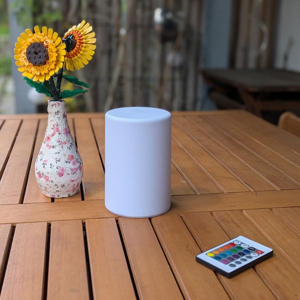 Kabellose LED Tischlampe mit Farbsteuerung & Fernbedienung: Batteriebetrieb, ideal als Nachtlicht, Akzentlicht oder Campinglampe