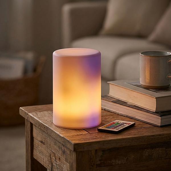 Kabellose LED Tischlampe mit Farbsteuerung & Fernbedienung: Batteriebetrieb, ideal als Nachtlicht, Akzentlicht oder Campinglampe