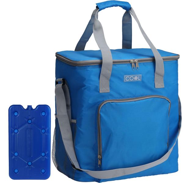 Kühltasche 30 Liter mit Schultergurt und Tragegriff (blau) inkl. 400ml Kühlakku - Ideal für Picknick, Arbeit & Ausflug - Hält Getränke & Essen zuverlässig kühl - Praktisch & leicht