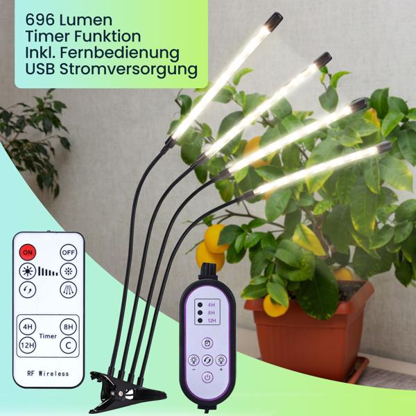 Profi Set: Vollspektrum LED Pflanzenlampe mit 4 Schwanenhälsen, Gewächshaus 100x150x50 cm für Tomaten & 20 Anzuchttöpfe – ideales Grow Kit