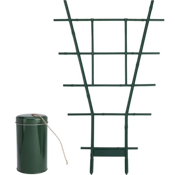 Anzucht-Set aus Juteschnur & Fächerspalier/Pflanzgitter, grün, 49 x 29 cm, für Kletterpflanzen & Rankgewächse, Robuste Rankhilfe für Wohnung, Garten, Balkon & Terrasse