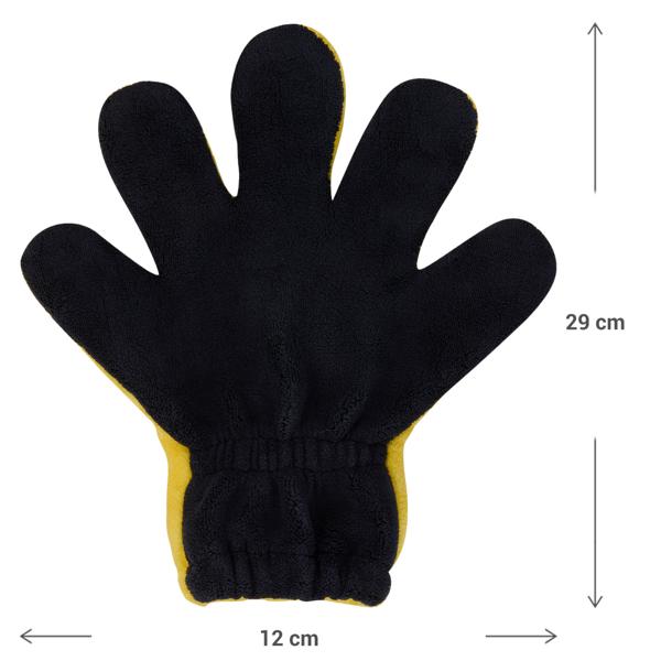 Auto Wasch- & Polier-Handschuh Mikrofaser - Zweiseitig für Aussen- & Innenreinigung - Effektive Autopflege & Glanz – 29x12cm