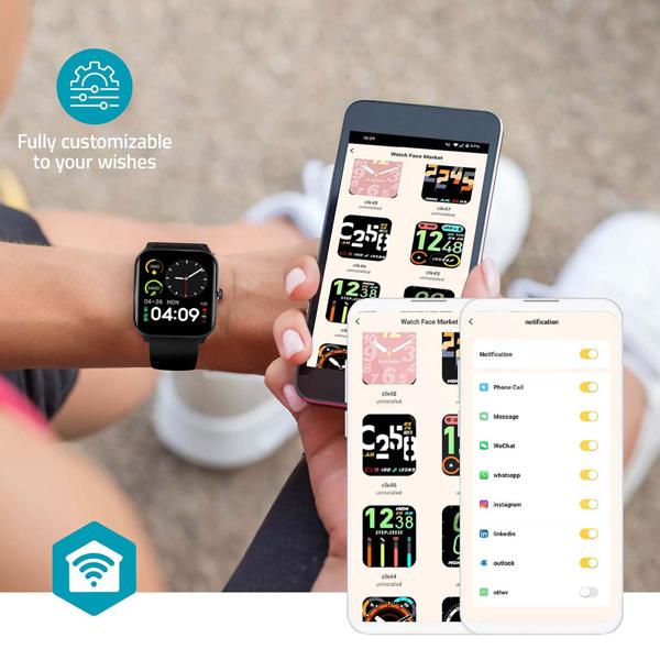 Profi Fitness SmartWatch Bluetooth, multicolor Touch Display, schwarz, Fitnesstracker m. 20 Sportmodi, Schlafüberwachung, Herzfrequenz, Taschenlampe