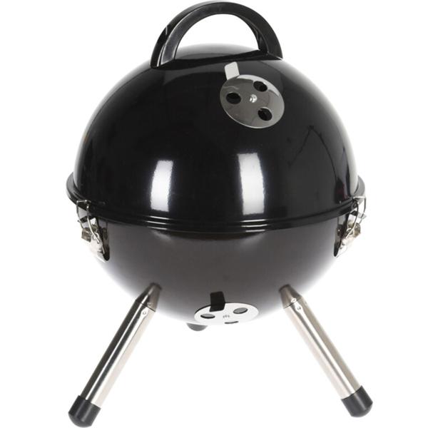 Kompakter Holzkohle Kugelgrill (Ø 32 cm) - schwarz, praktisch und ideal für Picknick, Camping und Outdoor-Ausflüge und Grillpartys