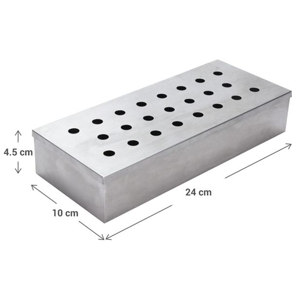 2er-Set Räucherbox aus Edelstahl - für aromatisches Räuchern von Fisch, Geflügel & Fleisch - auf Holzkohle/Gasgrills - 23 Löcher, 240x100x45mm