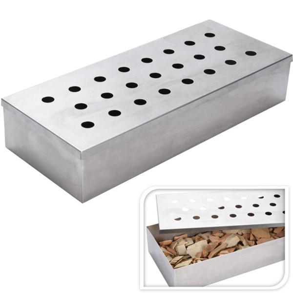 2er-Set Räucherbox aus Edelstahl - für aromatisches Räuchern von Fisch, Geflügel & Fleisch - auf Holzkohle/Gasgrills - 23 Löcher, 240x100x45mm