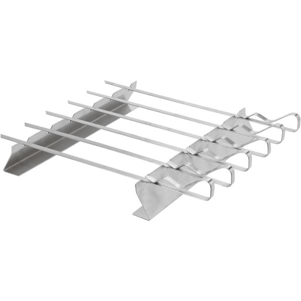 6 Edelstahl Grillspiesse mit Ablage-Gestell – Perfekt für Schaschlik, Meeresfrüchte & Gemüse, für bequemes Grillen & Servieren