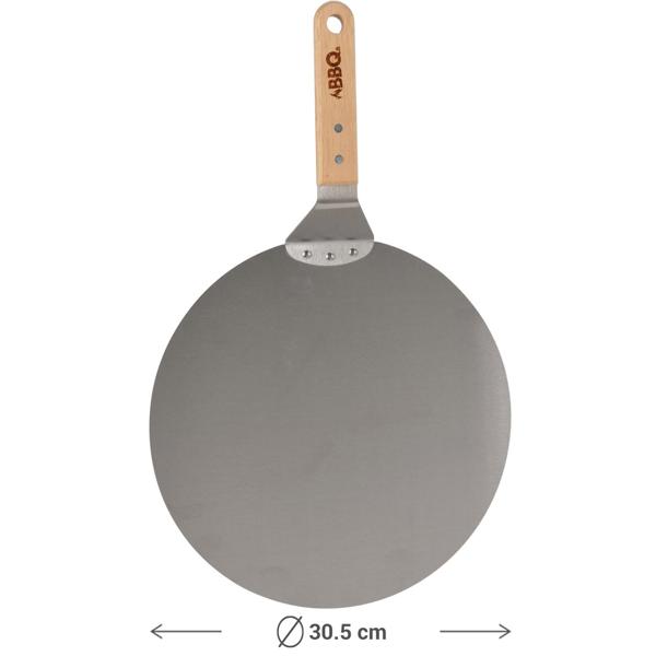 2er-Set Pizzaschaufel Edelstahl - Ø 30,5 cm, 49 cm Länge - Pizzaschieber Holzgriff für Pizzaofen, Grill - robust, langlebig, rostfrei