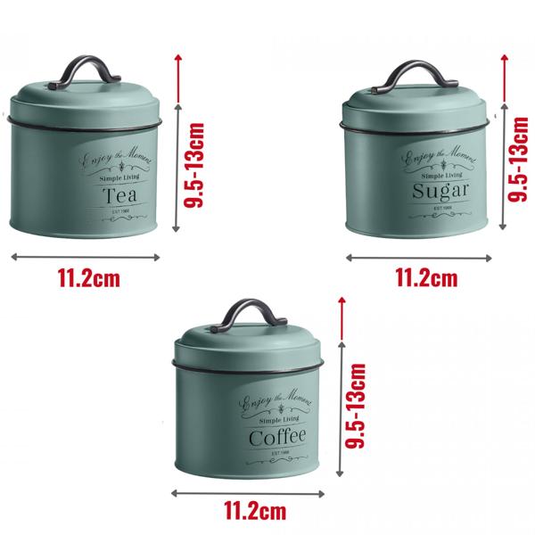 Charmantes Vintage Vorratsbehälter-Set, Grün - Brotbox, Kaffeedose, Zuckerdose, Teedose – Nostalgischer Küchen-Blickfang