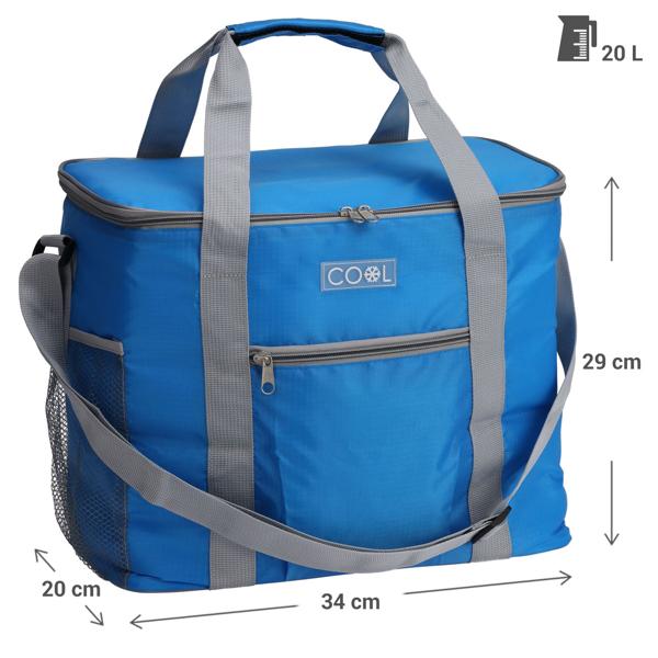 Kühltasche 20 Liter mit Schultergurt und Tragegriff (blau) - Ideal für Picknick, Arbeit & Ausflug - Hält Getränke & Essen zuverlässig kühl - Praktisch & leicht