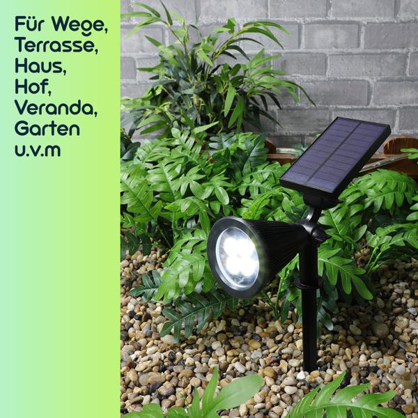 2er-Set Solar-Gartenstrahler mit Erdspiess - Wetterfester Gartenstrahler (IP44), 200 Lumen - Perfekte Akzente an Pflanzen & Wegen