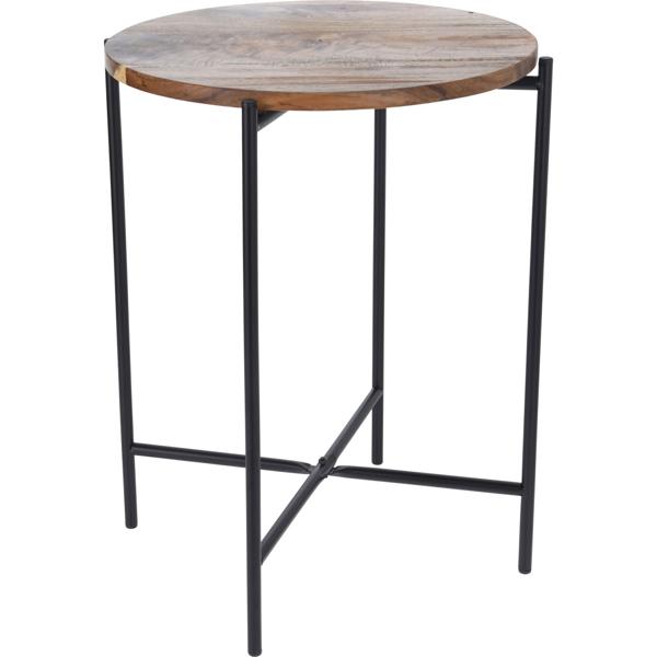 Vielseitiger Beistelltisch mit Akazienholzplatte, rund, schwarz, Ø40 x H48 cm, für Wohnzimmer, Balkon & Schlafzimmer