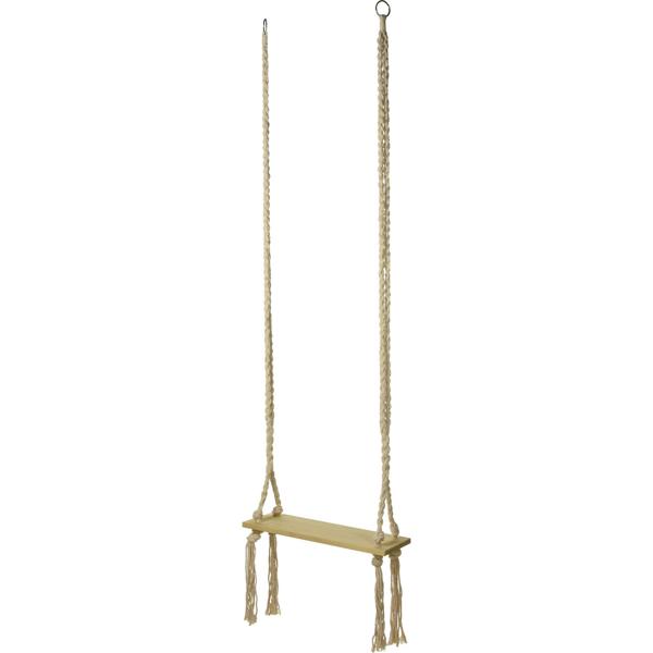 Zauberhafte Holzschaukel mit Quasten, romantisches Design für Garten & Kinderzimmer, Boho-Chic für Ihr Zuhause