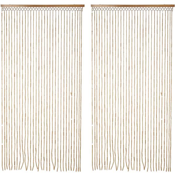 2er-Set Natürlicher Bambus Türvorhang: 90x180cm, Naturfarben – Atmosphärische Raumdekoration & eleganter Raumteiler - gemütliches Ambiente