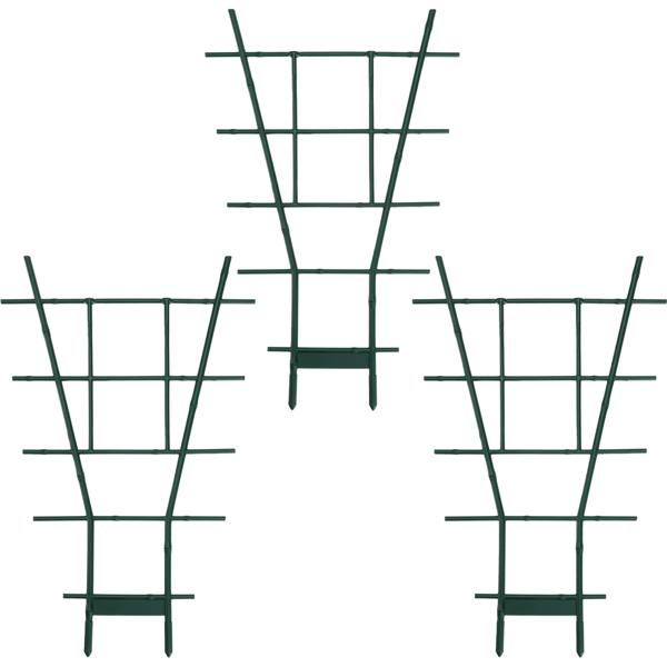 3er-Set Fächerspalier/Pflanzgitter, grün, 49 x 29 cm, für Kletterpflanzen & Rankgewächse, Robuste Rankhilfe für Wohnung, Garten, Balkon & Terrasse