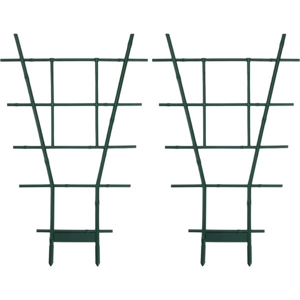 2er-Set Stabiles Fächerspalier Pflanzgitter, grün, 59 x 33 cm, wetterfest, dekorativ & stabil für Kletterpflanzen, Garten & Balkon, langlebig