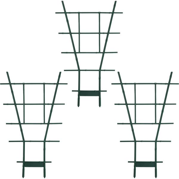 3er-Set Stabiles Fächerspalier Pflanzgitter, grün, 59 x 33 cm, wetterfest, dekorativ & stabil für Kletterpflanzen, Garten & Balkon, langlebig