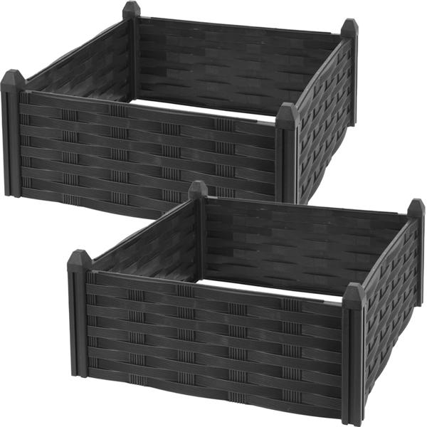 2er-Set Quadratischer Hochbeet Pflanzrahmen 45x45x18cm: Für Kräuter, Gemüse & Blumen, Wetterfest & robust für Hobbygärtner & Stadtgarten